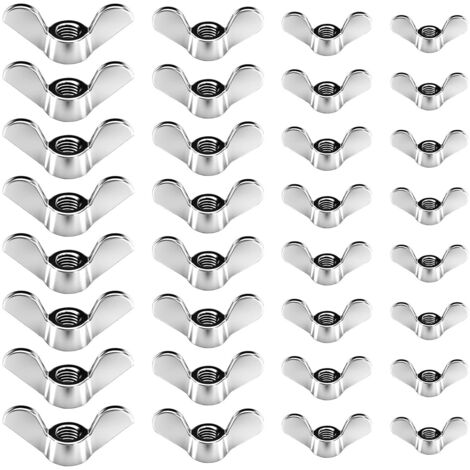60Pcs Stainless Steel Wing Nuts Butterfly Nut M4 M5 M6 M8 Butterfly Wing Bolts Metric Thread Assortment Kit for DIY Tools Accessories (1/5)
