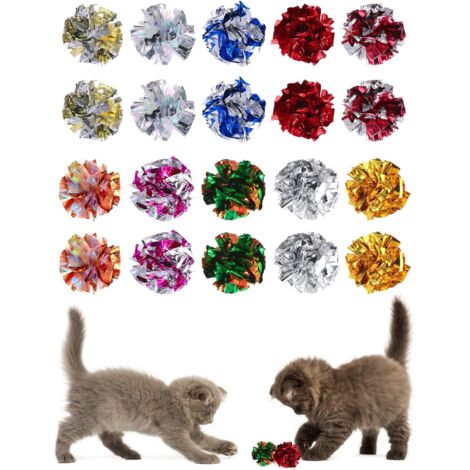 20 Pack Colorful Crinkle Cat Balls Indoor Cat Toy Large Interactive Ball 6cm