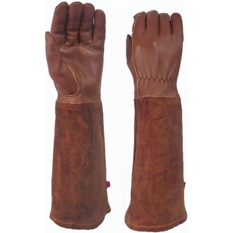 Long-sleeved sheepskin gloves, leather planting gloves, multi-function anti-stab gardening work gloves (1/5)