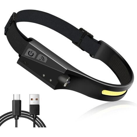 Headlamp, 5 Mode COB XPE Waterproof Motion LED USB Rechargeable Headlamp with Sensitive Sensor, Powerful Headlamp for Running, Camping, Cycling, Hiking, Fishing (1/5)