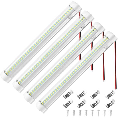 12V-80V 108 LED Strip SMD Car Ceiling Light for Motorhome Motorhome Bus Caravan Kitchen Bathroom White Interior Strip Lighting with On/Off Switch (4 PCS)