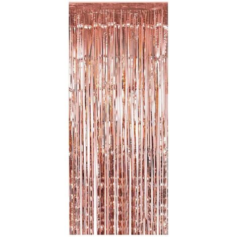 Metallic Fringe Curtains - Garland Shimmer Curtains Backdrop Decoration for Birthday Party - Wedding - Christmas - Bachelorette Party - Tinsel Door Curtain - Rose Gold (1/5)