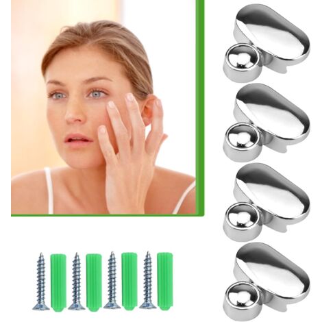4 Pcs Glass Clamp, Zinc Chrome Mirror Fixing 3-5 mm Mirror Bracket Kit with Stainless Steel Screws and Washers, Fixing Brackets for Bathroom, Living Room, Public Places