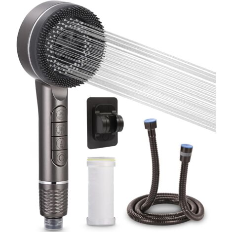 CCYKXA Anti-Limescale Shower Head, 4 Modes Water-Saving Shower Head with 1 Replaceable Filter, Shower Head with 1.5 m Hose, Shower Head, Anti-Limescale Shower Head (1/5)