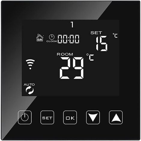Smart WiFi Thermostat Connected for Boiler/Water Floor Heating 3A Wired Alexa/Google Assistant/Tuya Smart Life APP Compatible, Programmable Room Thermostats Boiler Black