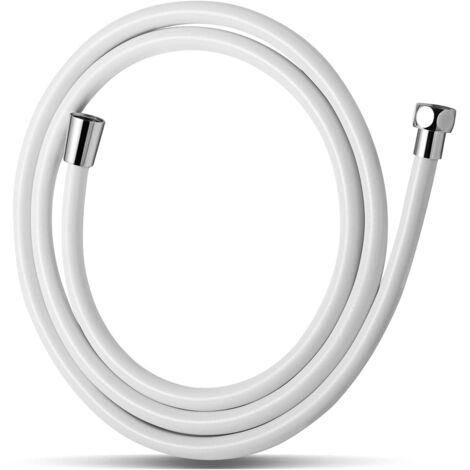 1.5m Universal PVC Smooth Shower Hose with Washer High Pressure Shower Hose for Bath Faucets White Silver 1.5m (1/5)