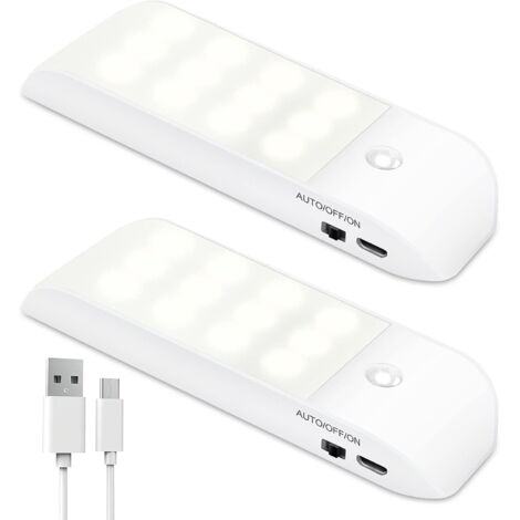 Auto Light, Portable Motion Sensor Light, 3 Mode Night Light 12 LED USB Rechargeable with Magnetic Sticker Warm Light for Wardrobe/Hallway/Staircase/Reading (1/5)