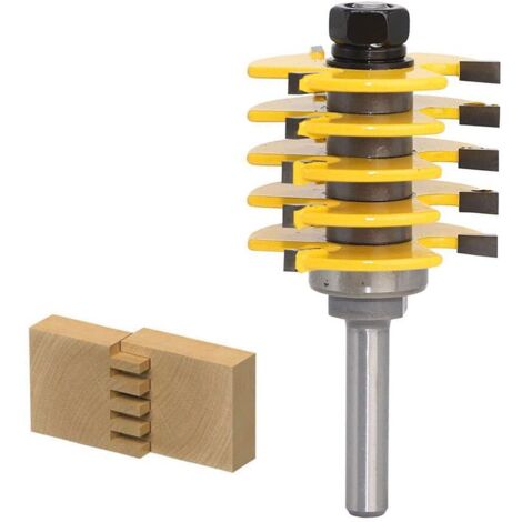 Stacking Slot Router Bit Cutter, 8mm Shank 1/2 Inch Cutting Depth Adjustable Tooth Router Bit Tool, 3 Teeth T Shape Wood Cutter Woodworking Tool (1/5)