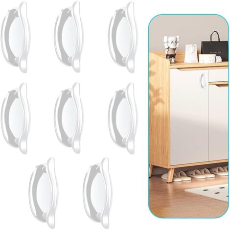 CCYKXA 8 Pcs Self-Adhesive Door Handles, Self-Adhesive Plastic Handles, Self-Adhesive Drawer Knobs No Drilling, for Window, Glass Door, Cabinet (White, 8.2 x 4.8 x 3.1cm) (1/5)