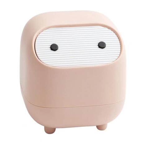 Small Trash Can, Cute Ninja Office Trash Can with Lid, Bedroom Trash Can with 1 Roll Waste Bag, Trash Can for Home, Bedroom, Office (Pink) Pink (1/5)