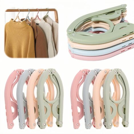 CCYKXA 12 Pack Folding Hangers, 4 Colors, Portable Foldable Plastic Travel Hangers for Home, Hotel, Camping, Vacation, Cruise Essential Travel Accessories (1/5)