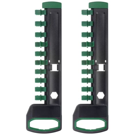 2-Pack 1/2 Inch Socket Organizer with 12 Clips, Portable, ABS Plastic, Green (1/5)