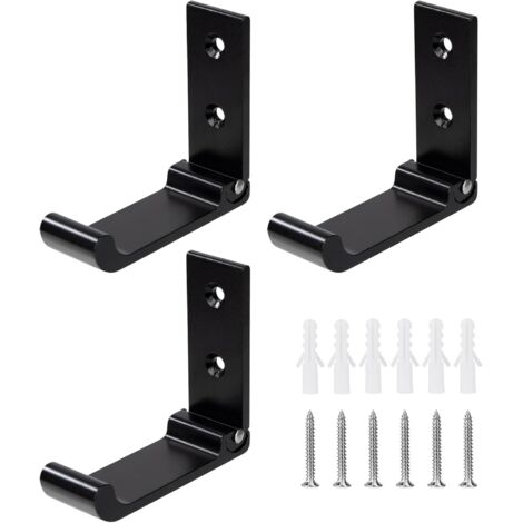 Foldable Wall Hook 3pcs Aluminum Alloy Foldable Headphone Hooks, Invisible Coat Rack for Office Bedroom Kitchen Bathroom, 15KG (Black)- (1/5)