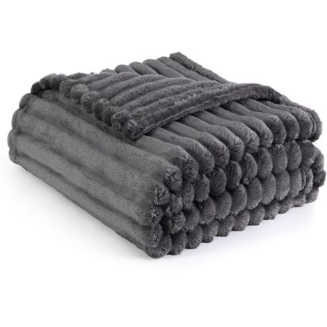 Cozy Blanket - Soft, Warm, Coarse Corduroy Blanket, Comfortable Throw for Bed and Sofa, Dark Grey, 150 x 200 cm (1/5)