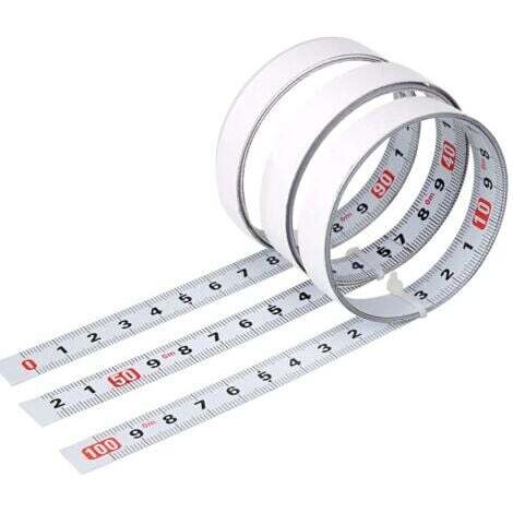 3 Pack Carbon Steel Self Adhesive Tape Measure, Self Adhesive Metric Ruler, Sticky Scale Steel Ruler, Metric Self Adhesive Tape Measure, for Workbenches and Machines