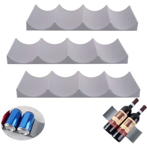 3-Piece European Style Plastic Wine Rack, Non-Slip Wine Rack, Beer Can Organizer, Stackable Bottle Holder for Kitchen, Refrigerator, Restaurant, Bar (Gray) (1/5)