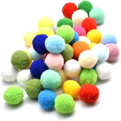 50 Pieces Cat Toys Balls 3CM, Soft Colorful Cat Balls Cat Pompoms Ball Kitten Pet Toy Interactive Toy for Cat Kittens Dog