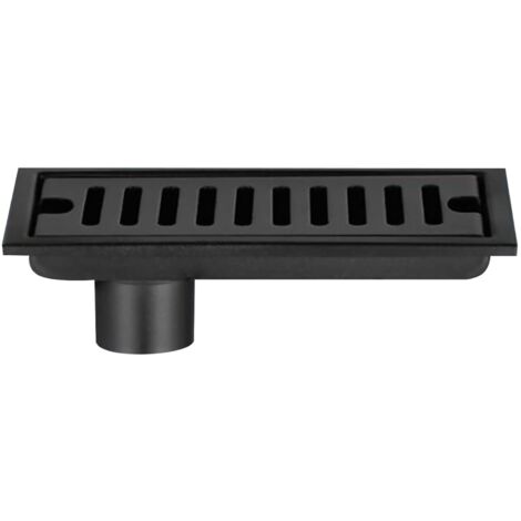 Rectangular Floor Drain, Black Stainless Steel Floor Drain 20x10cm Shower Floor Drain with Double Filter for Toilet Bathroom Drainage Kitchen Balcony (1/5)
