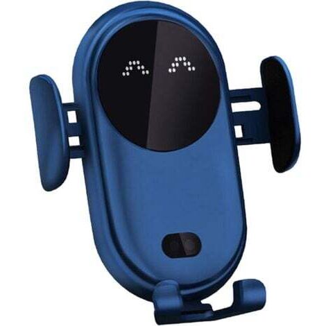 15W Wireless Car Charger, Wireless Phone Holder, Auto Clamping Door Clip Induction Car Charger for All Devices, Blue