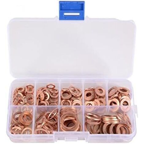 200pcs Copper Washer Gasket Nut and Flat Gasket Gasket Assortment Kit with Box/ M5-M14 for 722 Sump Plugs (1/5)