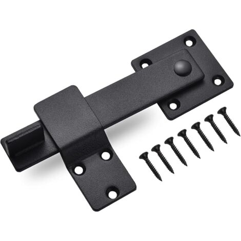 Stainless Steel Door Latch, Sliding Door Lock, Overhead Door Lock with Set Screws, Black Latch (1/5)