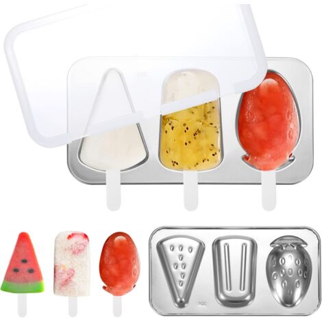 Popsicle Mold, Stainless Steel Popsicle Molds, BPA Free Reusable Popsicle Molds with Sticks and Lids for Kids Adults DIY Homemade Ice Cream, Sorbet, Yoghurt, Juice