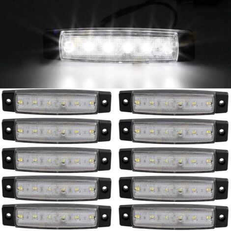 10pcs 3.8" 6 LED Side 12V LED Marker Trailer Clearance Lights for Truck, Marker Light Amber, Rear Side Marker Light, Truck Cab Clearance Lights, RV Convoy (1/5)