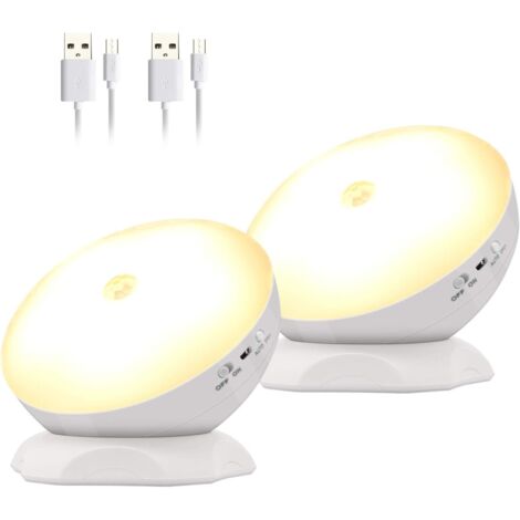 Rechargeable Motion Sensor Light, 360 Degree Rotating Motion Activated with 3 Modes, Magnetic Light for Hallway, Stairs, Bedroom, Kitchen and Bathroom (Pack of 2)