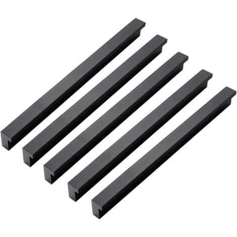 10 Black Modern Aluminum Alloy Cabinet Cupboard Door Handle Furniture Drawer Pulls Knobs, Center Hole 192 mm 10 Pieces 192mm (1/5)