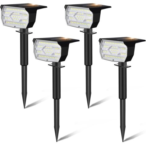 LED Solar Lights Outdoor, IP65 Waterproof Solar Floodlights Outdoor, 3 Lighting Modes Outdoor Solar Spotlight for Garden Yard Driveway Path-4 Piece (1/5)