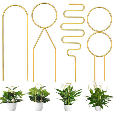 CCYKXA 4 Pieces Climbing Plant Support Indoor Climbing Plant Stake Indoor Climbing Plants Metal Support for Climbing Plants Suitable for Potted Plants and Vines and Flowers (1/4)