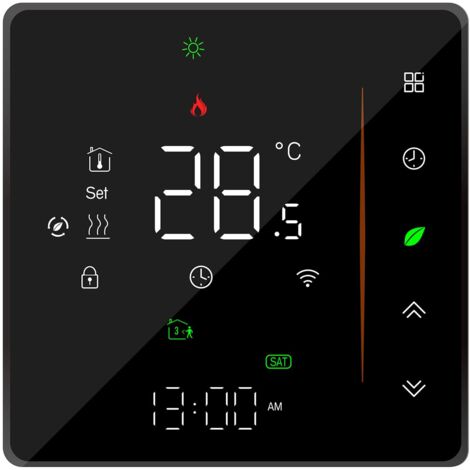 WiFi Thermostat - Underfloor Heating Thermostat - Supports App Control - Voice Control Compatible with Alexa/Google Home - for Hot Water Preparation (Black)