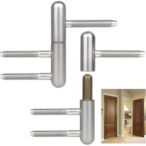 CCYKXA 2 x Wooden Door Hinges Renovation Hinges, Bedroom Door Hinges Removable Hinge Silent Door Hinge for Interior Wooden Doors with Wooden Frame, Silver (1/5)