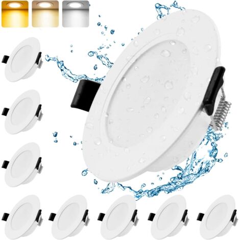 Dimmable Led Recessed Spotlight 9 Pack 3000K/4500K/6500K Bathroom Spotlight,7W 560LM,AC 220-240V,Recessed Spotlight,Hole Diameter Φ70-90mm,Extra Flat Led Spotlight 25mm[Energy Class B] (1/5)