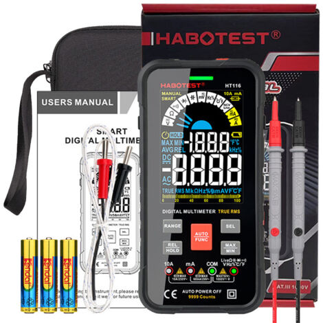 Digital Multimeter with Auto Range 10000 Counts, Digital Multimeter, Ammeter, Ohmmeter, Voltmeter, Current Measurement, Voltage Resistance, Continuity, Capacitance, Diode Frequency
