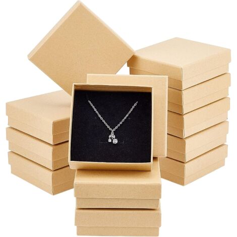 24Pcs Burlywood Rectangular Gift Cardboard Box for Jewelry Display and Storage, 9×9×3cm (1/5)