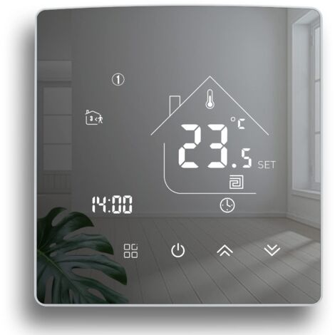 Mirror Thermostat Heating Thermostat Programmable Room Thermostat Digital Wall Thermostat for Water Heating Underfloor Heating 3A TGR85WP