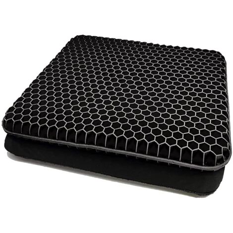 Chair Cushion, Breathable Gel Cushion, Anti-Decubitus Cushion, Pressure Relief Orthopedic Support with Non-Slip Lining for Car/Office/Home/Wheelchair (Black) (1/5)