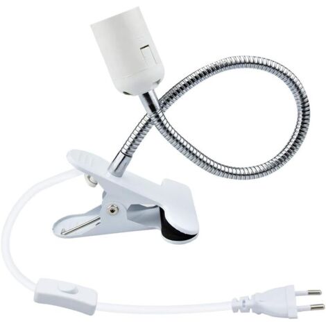E27 Clamp Light Bulb Socket with Switch Table Lamp Clip Base with 360 Degree Gooseneck for Lamp Plants, Aquariums, Table, Makeup, Night Reading, etc(1pcs)