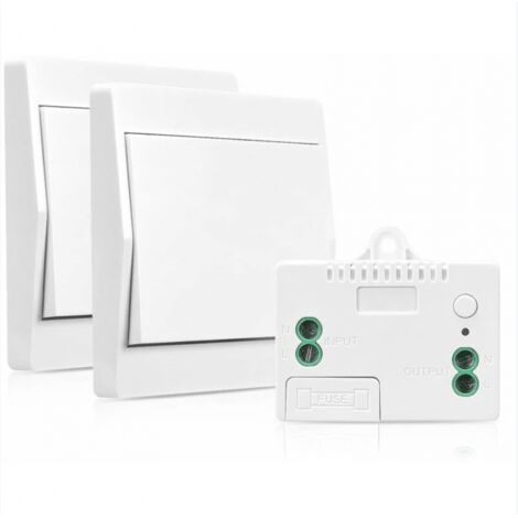 (2 Pack) Wireless Self-Powered Switch No Battery, RF Transmitter Security Switch and Receiver Controller, 200M Wall Remote Control, 433MHz, (1/5)
