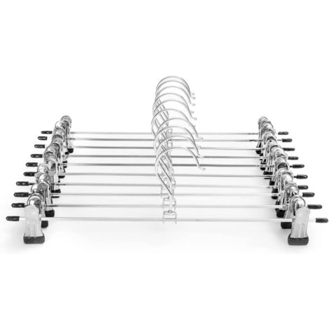 Pants Hangers, 10 Pack Skirt Hangers with Adjustable Anti-Slip Clips for Pants, Space Saving Metal Hangers for Jeans, 35cm Long Hangers (Pack of 10) Pack of 10 (1/5)