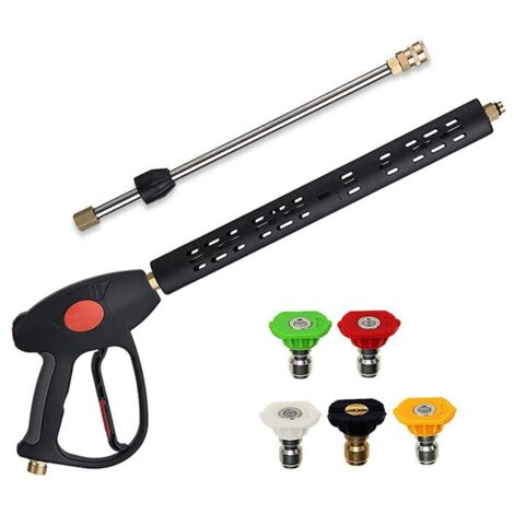 High Pressure Cleaning Gun Set, with Extension Rod, Multifunctional, 4000 PSI, Brass/Stainless Steel/Engineering Plastic Material, Black (1/5)