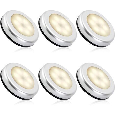 Indoor Motion Sensor Night Light, Battery Powered Motion Sensor LED Lamp for Stairs, LED Lighting for Closet, Wardrobe, Hallway, Kids Room, Auto On/Off, 3M Adhesive (6 Pack, Warm White)