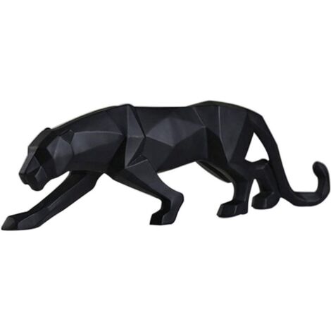 Panther Sculpture Ornaments, Panther Sculpture/Statue Modern Geometric Resin Leopard Ornaments/Art Craft Decor for Home Library Window Store - Black, Small，25cm