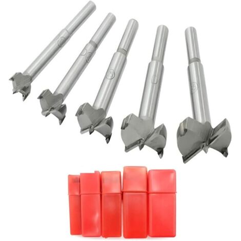 5PCS 15-35mm Woodworking Drill Bits,Hinged Cemented Carbide Drill Bits for HSS Carbon Flat Fender Hole with Round Shank (1/5)