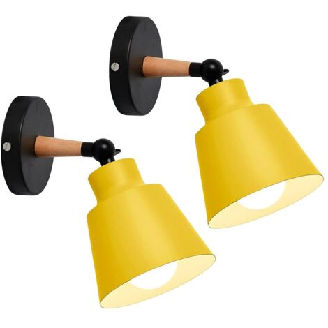 Packs of Vintage Industrial Wall Lights Ceiling Lamps Fixtures E27 Metal Adjustable Retro Indoor Wall Lamp for Bedroom Kitchen Restaurant (Without Switch, Yellow) (1/5)