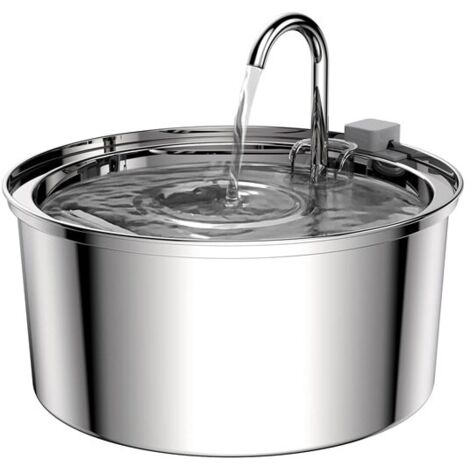 Automatic Water Dispenser for Dogs and Cats, 23x13cm, Stainless Steel, Silver (1/5)