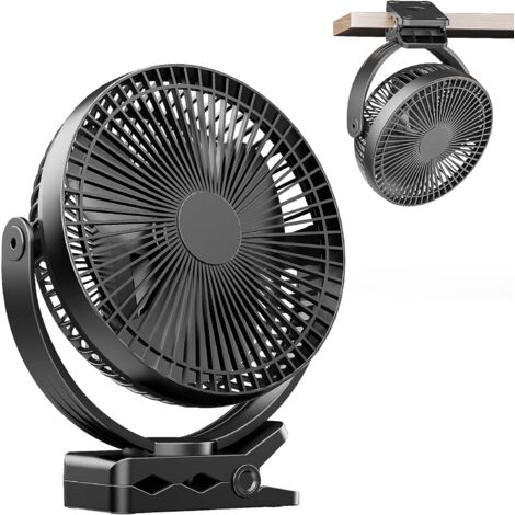 8 inch USB Mini Clip Fan with 10000mAh Battery, Portable Small Desk Fan, 4 Speeds, 360° Dual Rotation