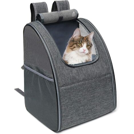 Cat Dog Backpack Breathable and Foldable Dog Carrier Bag Foldable Cat Carrier Backpack with Built-in Frame for Outing Walking Travel 34 28 42cm Gray (1/5)