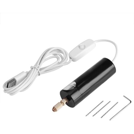 Portable Mini Electric Drill Micro USB Small Chuck Drilling Tools with 3 Bits (1/5)